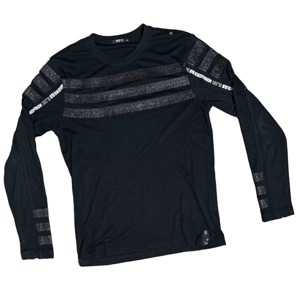 2XL Fitted KO’S Division Men’s Moto Shirt Black Long Sleeve Streetwear